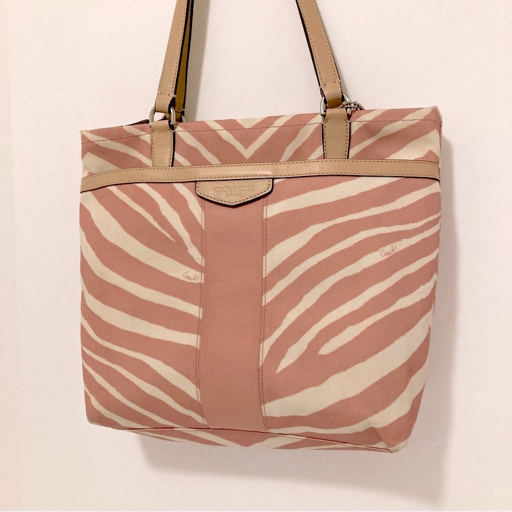 Coach Pink Zebra Print Tote - Picture 2 of 12